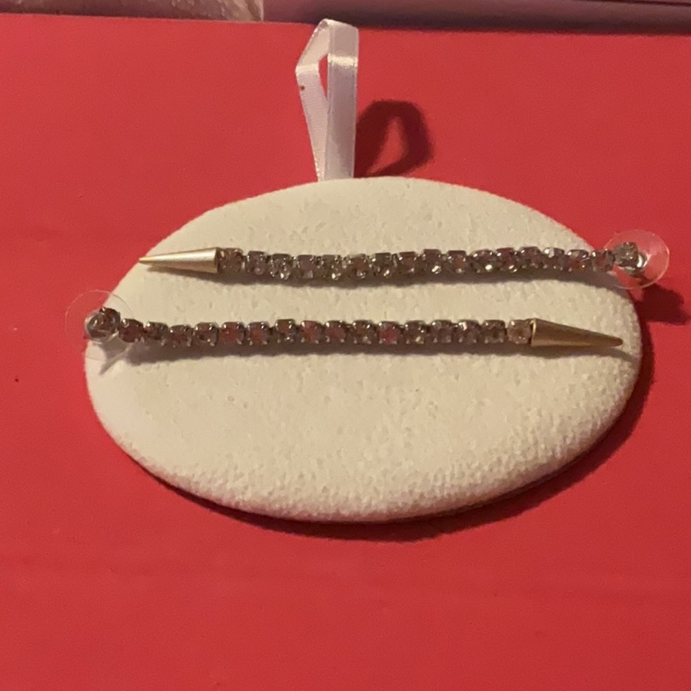 Ladies Chandelier Length (3.5in) Earrings for pierced ears in Silverplate & CZ